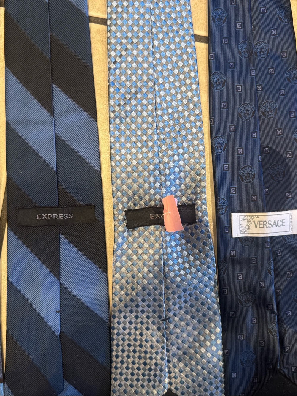 Versace Men’s Blue Silk Tie with Subtle Medusa Pattern